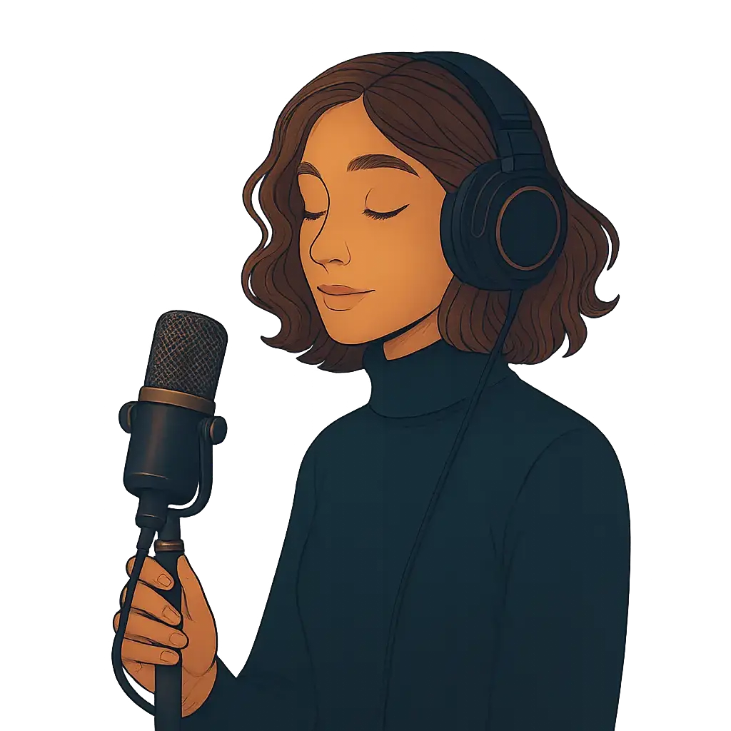 Podcaster with headphones